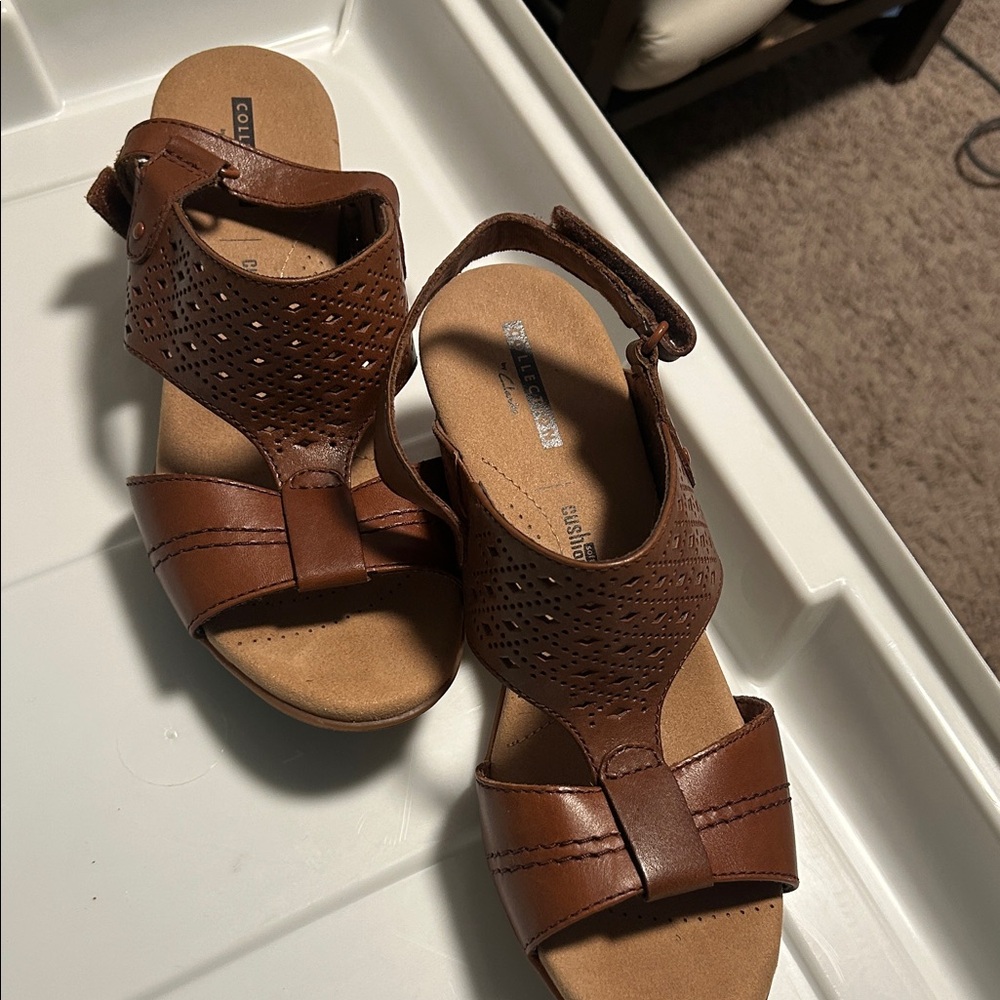 Clarks Tan Leather Sandals
